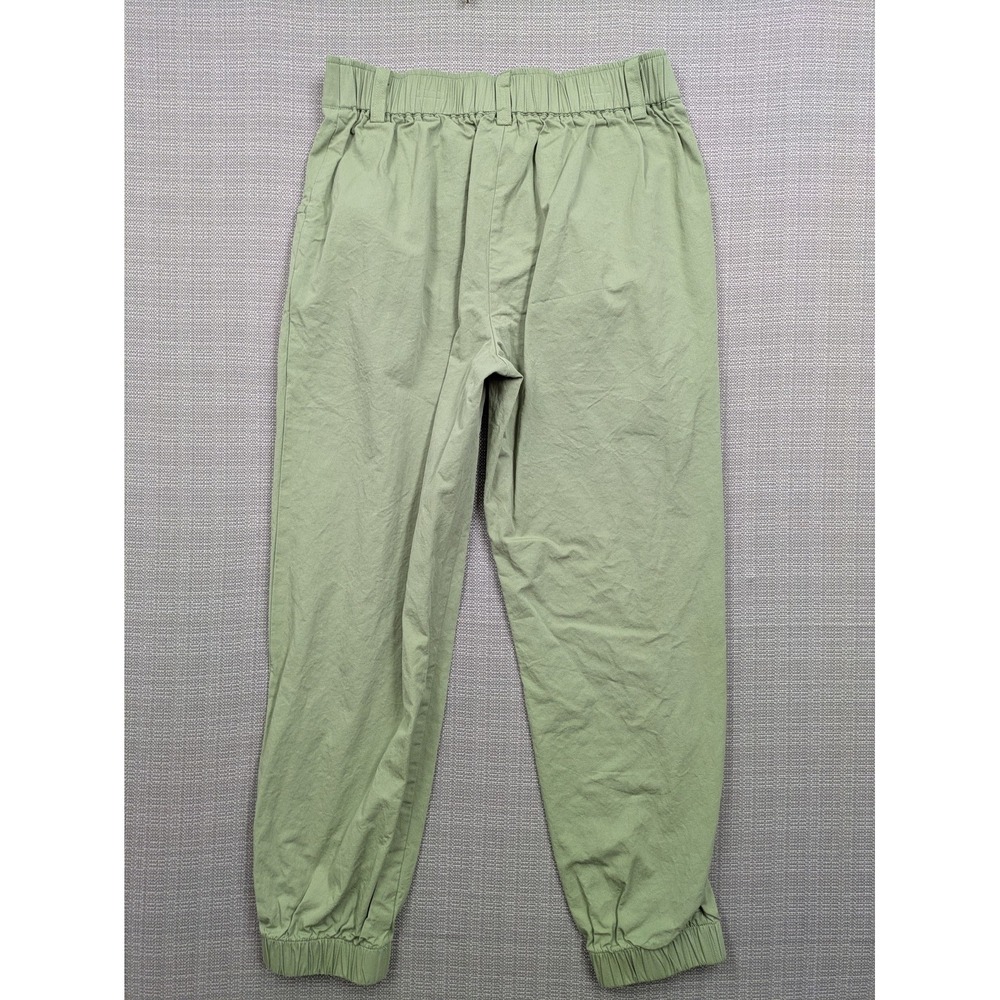 Halara Pants Womens Small Green Cotton Twill Jogger Elastic Waist Cuffed Pockets - Picture 4 of 5